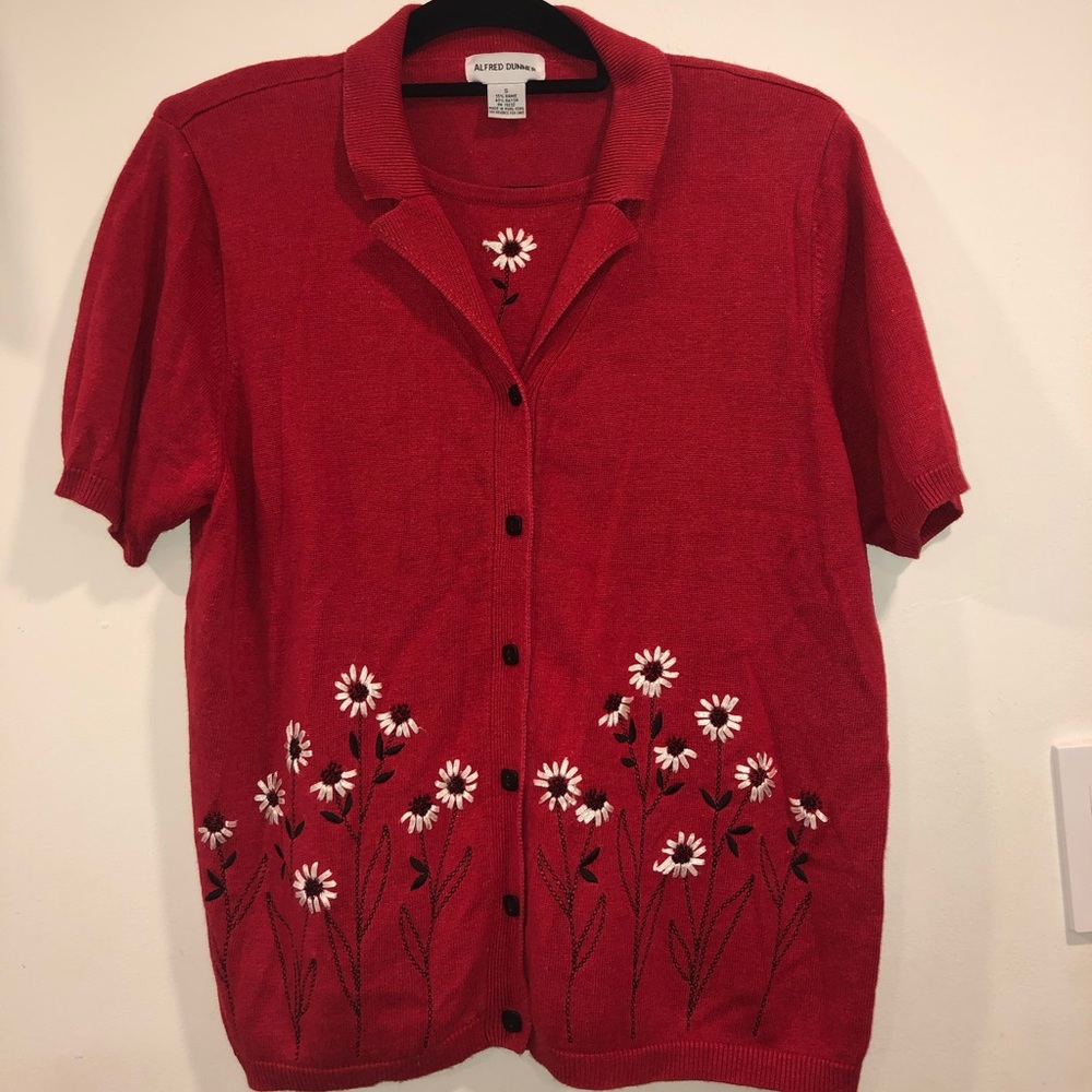 Vintage Alfred Dunner Short Sleeve Faux Cardigan
